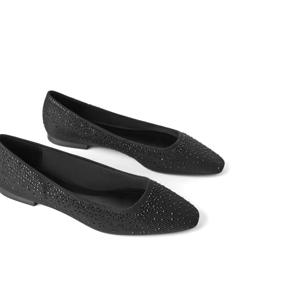 Zara Black Sparkly Beaded Ballet Flats Size 6